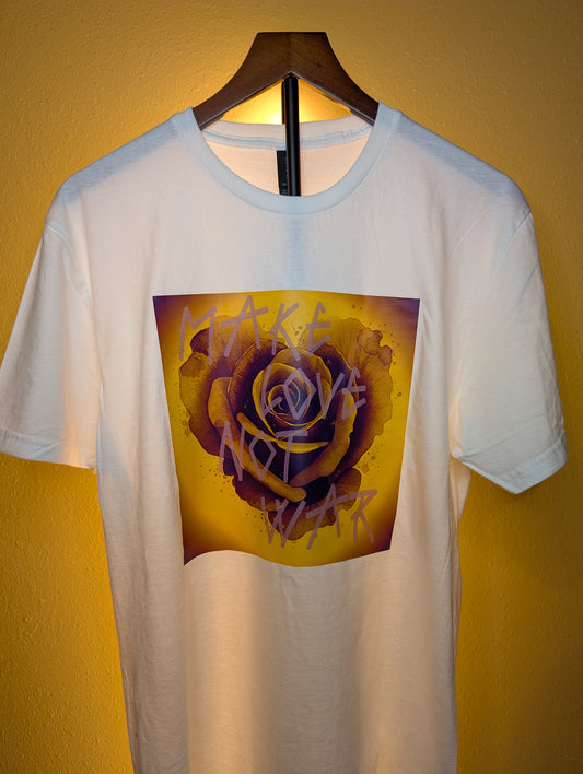 Make love not war flower heart t shirt